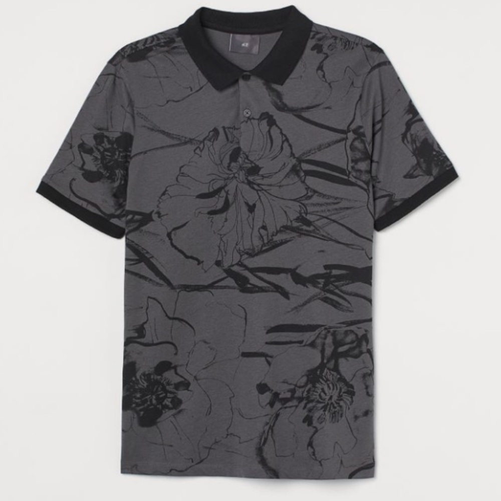H&M mens abstract polo shirt